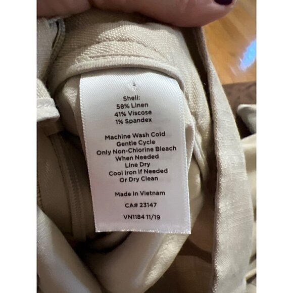 Talbots Linen Blen Pants Size 8 Tan Summer Resort Lagenlook Netural Capsle - Picture 10 of 10